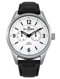 Men's Big Carnaby Utility Watch - Black/White/Silver -clothing Shop wb069wb mens big carnaby utility watch with black nylon strap white dial front